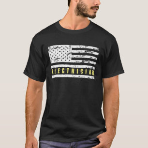 Electrician Distressed American Flag Proud Patriot T-Shirt