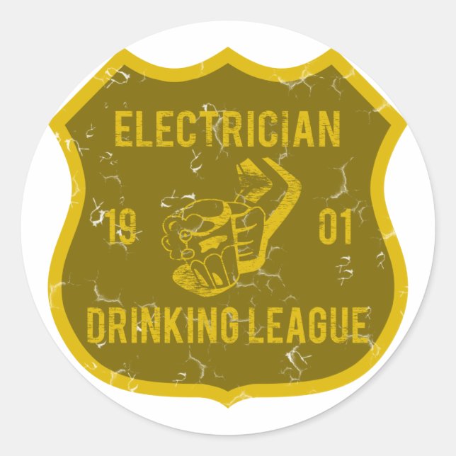 Electrician Drinking League Classic Round Sticker (Front)