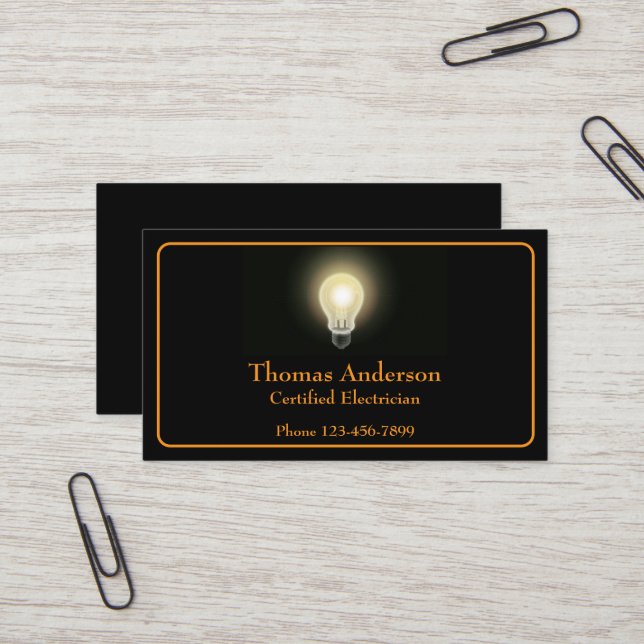 Electrician Electric Company Business Card (Front/Back In Situ)