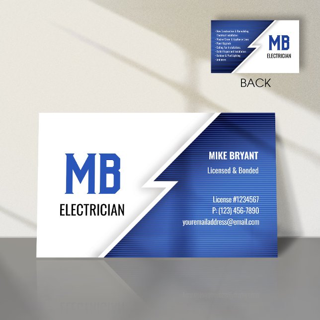 Electrician/Electric Company Business Card - BLUE (Creator Uploaded)