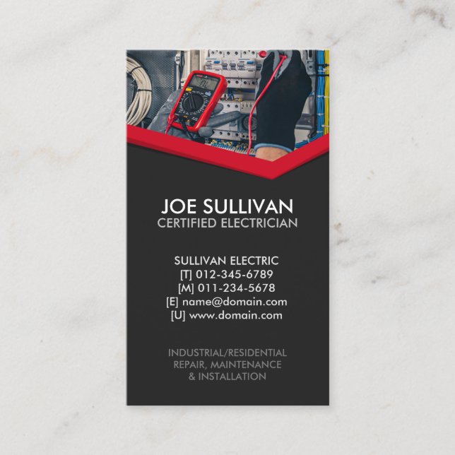 Electrician Electrical Contractor Business Card (Front)