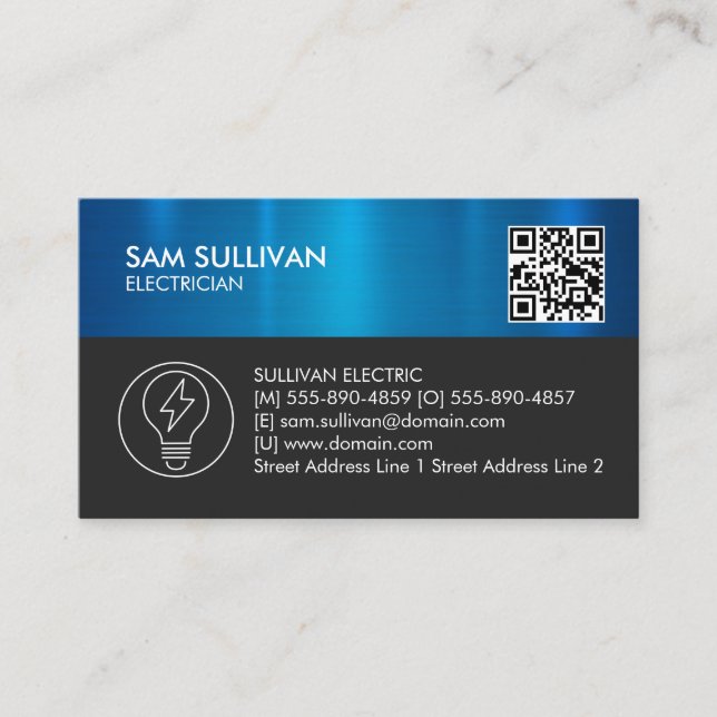 Electrician Electrical Contractor Business Card (Front)