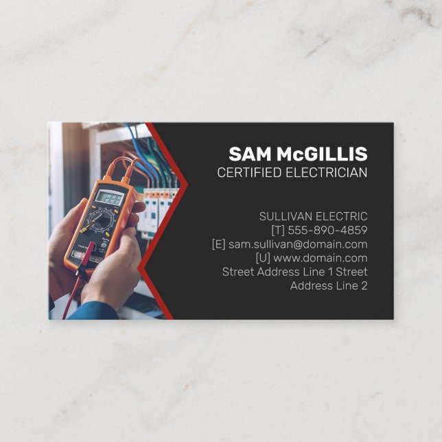 Electrician Electrical Contractor Business Card (Front)