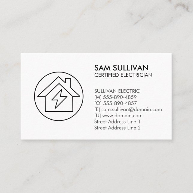 Electrician Electrical Contractor Business Card (Front)
