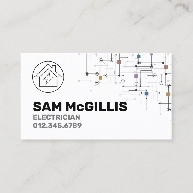 Electrician Electrical Contractor Business Card (Front)