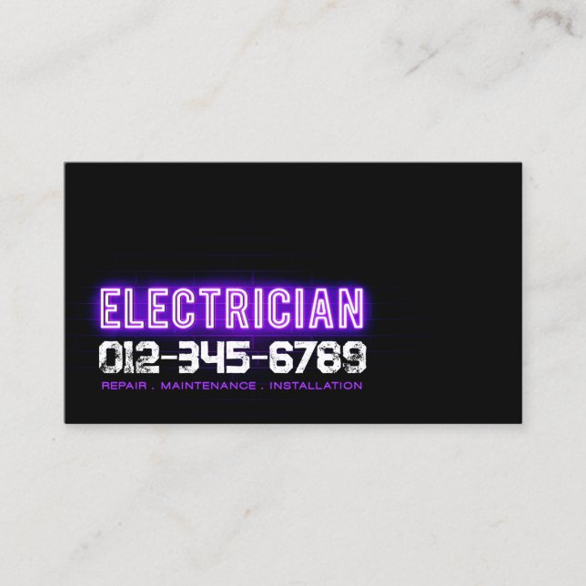 Electrician Electrical Contractor Business Card (Front)