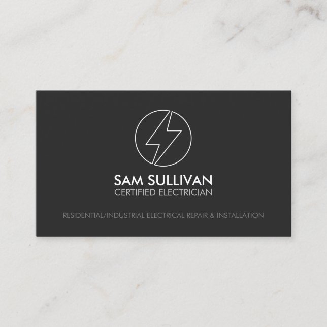 Electrician Electrical Contractor Business Card (Front)