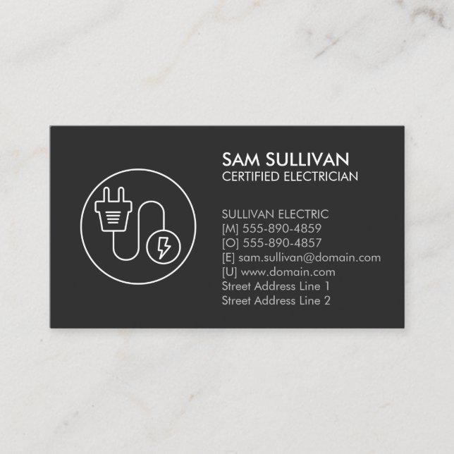Electrician Electrical Contractor Business Card (Front)