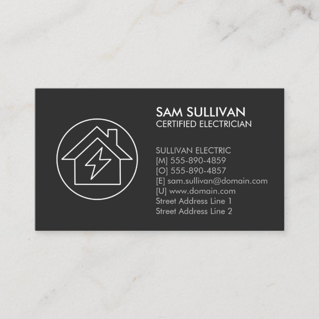 Electrician Electrical Contractor Business Card (Front)