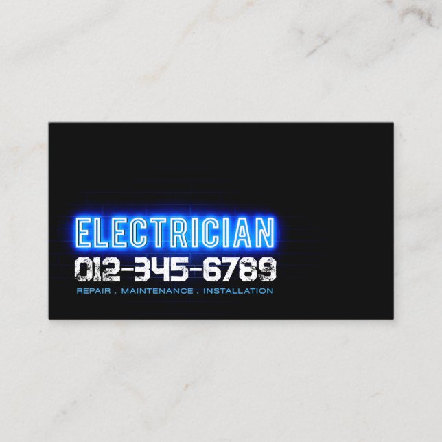 Electrician Electrical Contractor Business Card (Front)