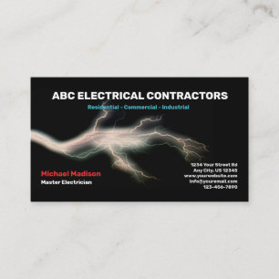 Electrician   Electrical Contractor Business Card