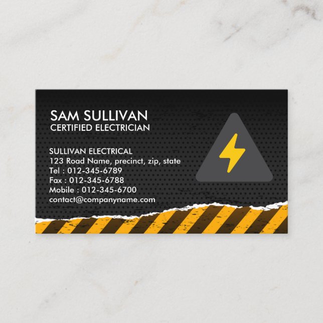 Electrician Electrical Contractor Business Card (Front)