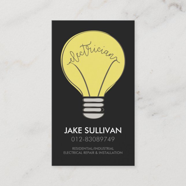 Electrician Electrical Contractor  Business Card (Front)