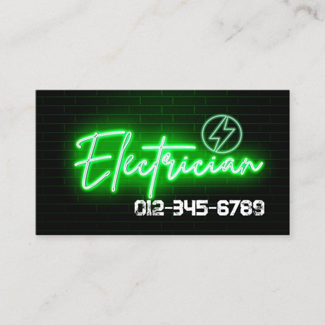 Electrician Electrical Contractor Business Card (Front)