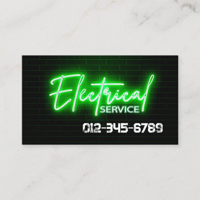 Electrician Electrical Contractor Business Card (Front)