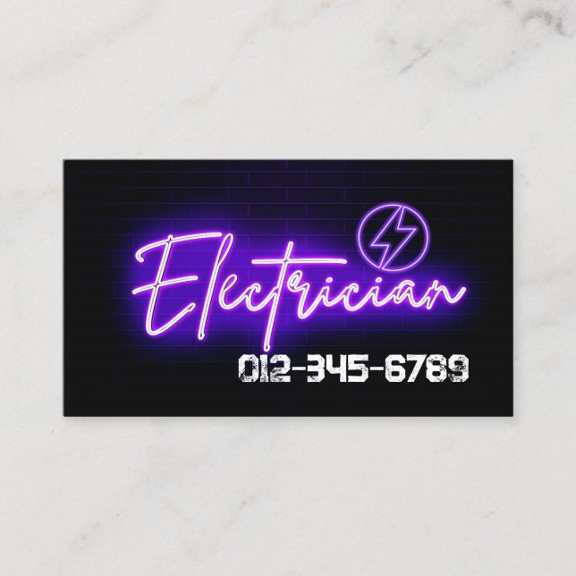 Electrician Electrical Contractor Business Card (Front)