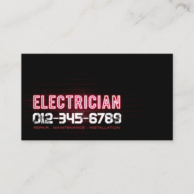 Electrician Electrical Contractor Business Card (Front)