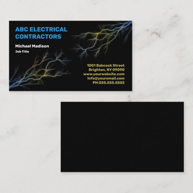 Electrician | Electrical Contractor  Business Card (Front/Back)