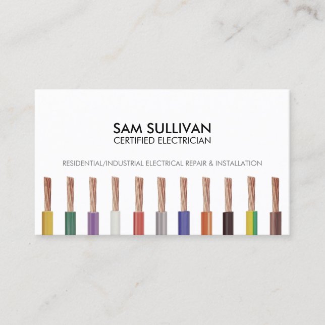Electrician Electrical Contractor Business Card (Front)