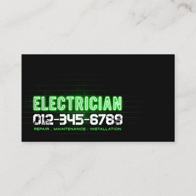 Electrician Electrical Contractor Business Card (Front)