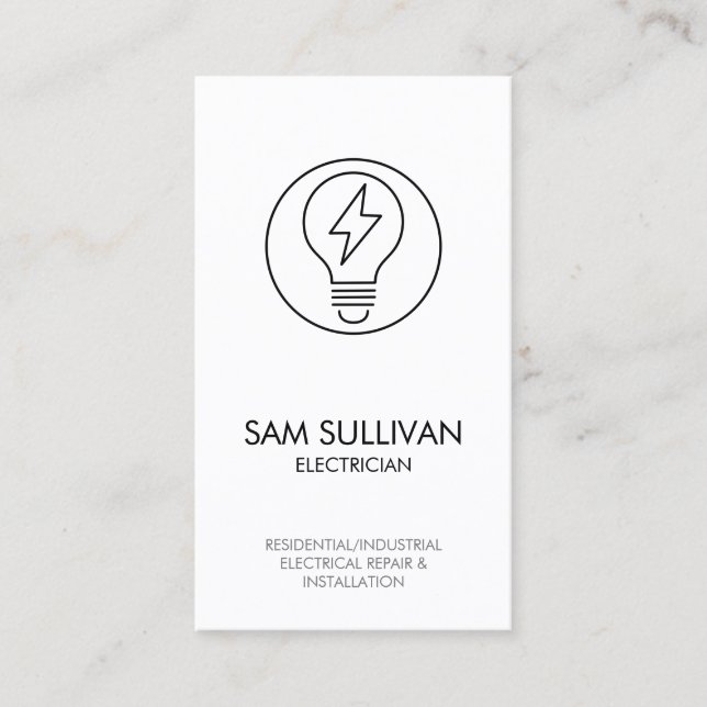 Electrician Electrical Contractor Business Card (Front)