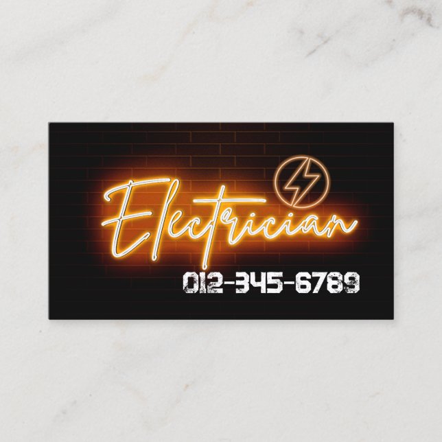 Electrician Electrical Contractor Business Card (Front)