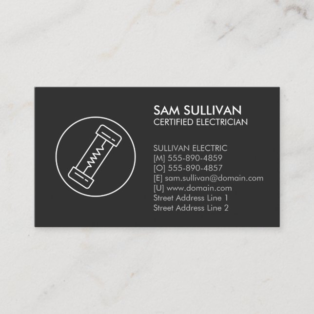 Electrician Electrical Contractor Business Card (Front)