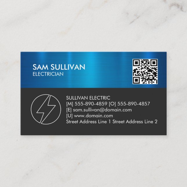 Electrician Electrical Contractor Business Card (Front)