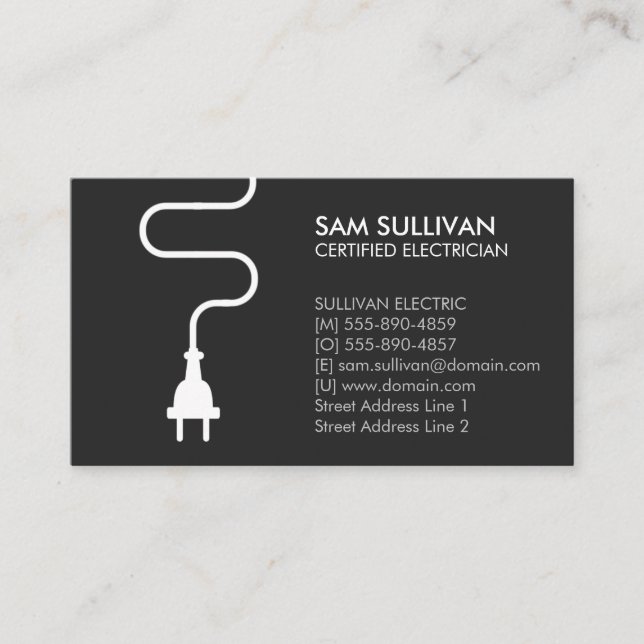 Electrician Electrical Contractor Business Card (Front)