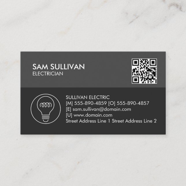 Electrician Electrical Contractor Business Card (Front)