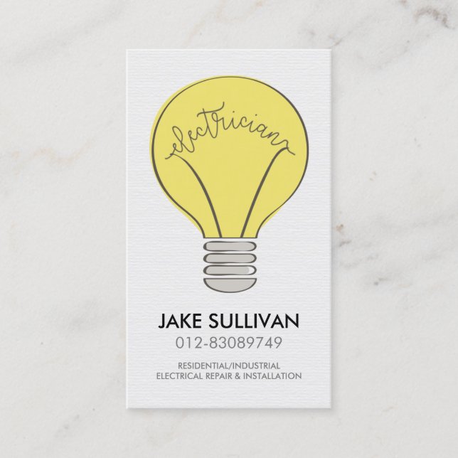 Electrician Electrical Contractor  Business Card (Front)