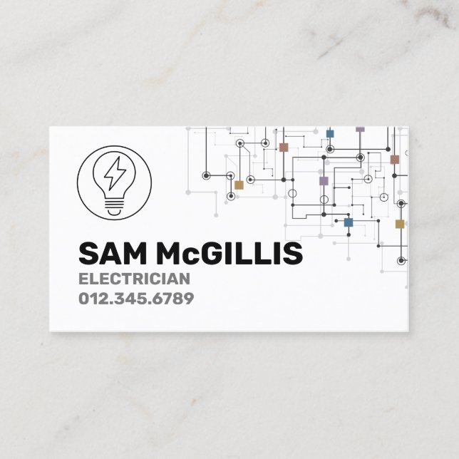 Electrician Electrical Contractor Business Card (Front)
