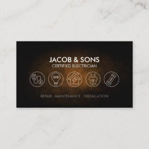 Electrician Electrical Contractor Copper Grunge Business Card