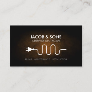 Electrician Electrical Contractor Copper Grunge Business Card