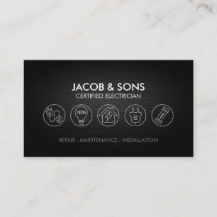 Electrician Electrical Contractor Faux Metal Business Card