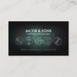 Electrician Electrical Contractor Turquoise Grunge Business Card