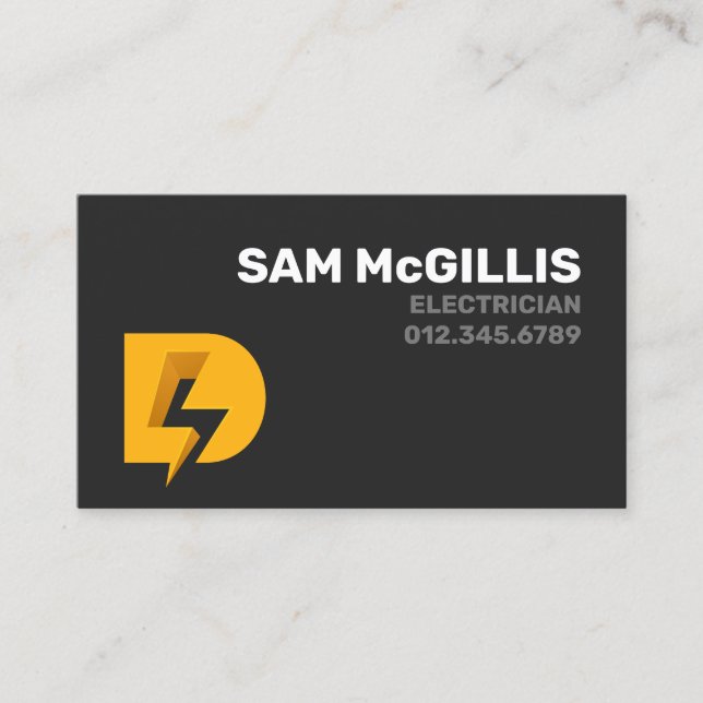 Electrician Electrical Monogram D Business Card (Front)