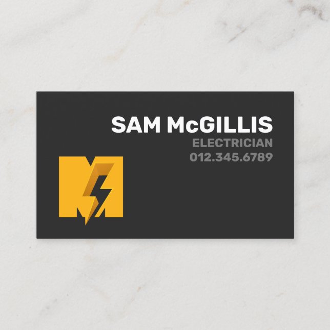 Electrician Electrical Monogram M Business Card (Front)