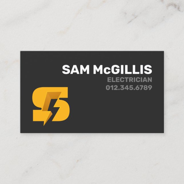 Electrician Electrical Monogram S Business Card (Front)