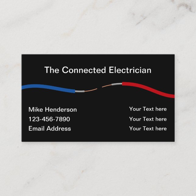 Electrician Electrical Wires Theme Business Card (Front)