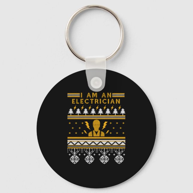 Electrician Electronic Ugly Christmas Sweater Gift Key Ring (Front)