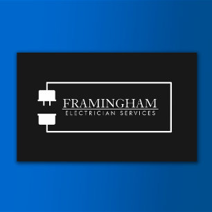  Electrician Extension Cord Logo Black Business Card