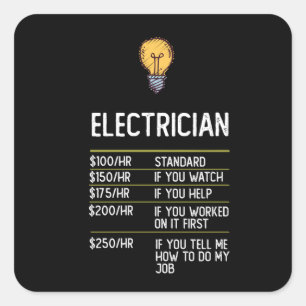 electrician funny gift present idea square sticker