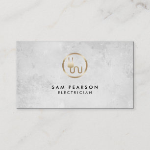 Electrician Gold Electric Plug Icon Business Card