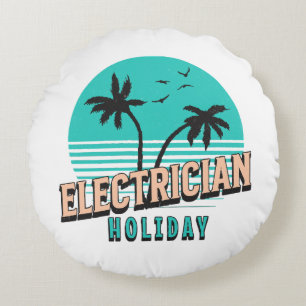 Electrician Holiday Round Cushion