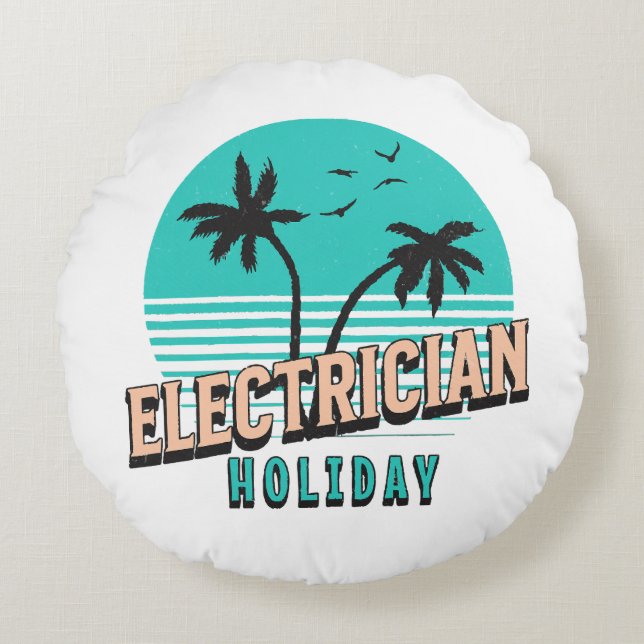Electrician Holiday Round Cushion (Front)