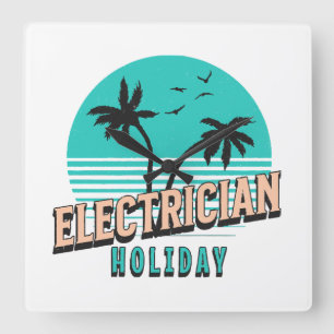 Electrician Holiday Square Wall Clock