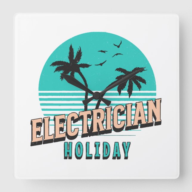 Electrician Holiday Square Wall Clock (Front)