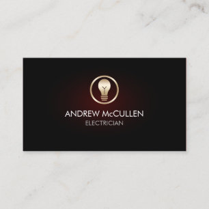 Electrician Home Repair Bulb Icon Red Glow Business Card