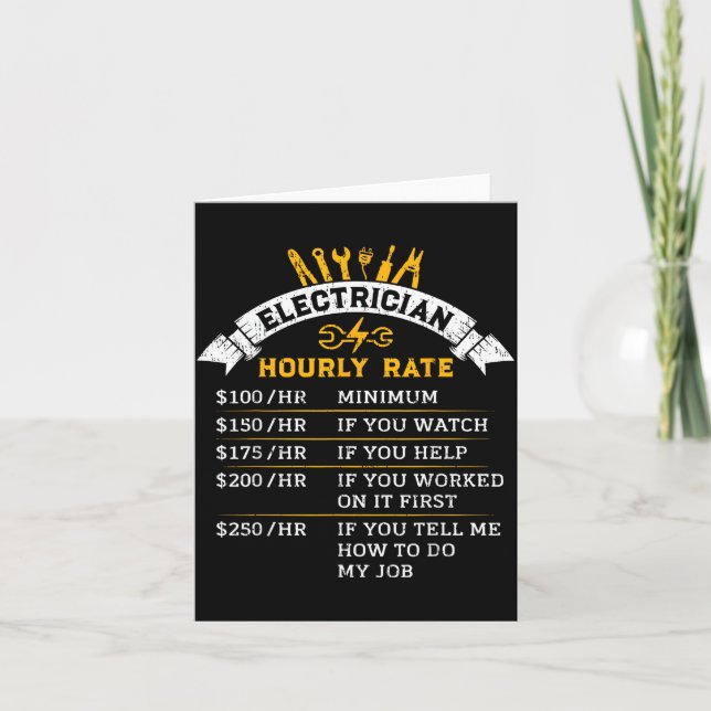 Electrician Hourly Rate For Handyman Humor Labor R Card (Front)